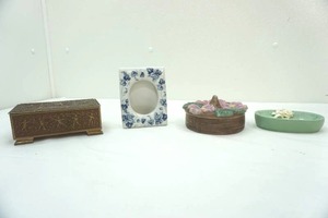 lot 404 image: Antique Brass CherubsAngel Trinket Music Box Porcelain Jamestown China Picture Frame and more