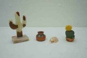lot 412 image: Cactus Home Decor Carved Stone Vintage Dutch Art Ceramic Pottery Vase Stone Hand Carved Turtle Paper Weight