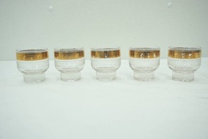 lot 419 image: Set of 5 Culver Tyrol Roly Polys-Gold Rimed Glasses