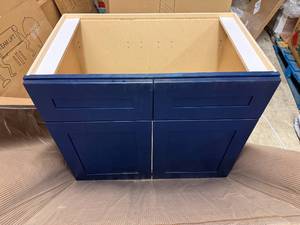 lot 31 image: Blue Bath Vanity Cabinet WO Top