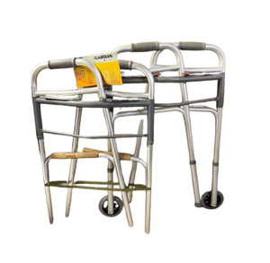 lot 6 image: Lot of 2 Mixed Brand (Medline, Drive Medical) Folding Walkers - 1 NEW & The Other Like New Condition