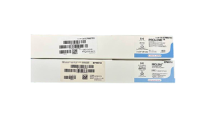 lot 72 image: Lot of 2 Ethicon EPM8753 8-0 (0.4 Metric) 24 BV175-8 9.3mm 38c Taper PROLENE Polypropylene Blue Monofilament Non-Absorbable Surgical Suture - Everpoint Cardiovascular Needles - Exp 1125 & 1029 1 box appears full other box 75% full
