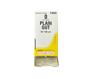 lot 73 image: Ethicon S104H (4 Metric) 54 Plain Gut Standard Length Absorbable Surgical Suture -&nbspExp 1225 Box Is At Least 75% Full