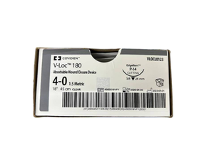 lot 33 image: Covidien VL0CL0123 12-Pack 4-0 1.5 Metric 18 Edgellant P-14 Cutting 38 24mm V-Loc 180 Absorbable Wound Closure Device - Exp 426 Box Is At Least 75% Full