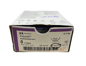 lot 64 image: Covidien CL-17-MG 12-Pack 3.5 Metric 5 x 18 GS-22 Taper 27mm Polysorb Braided Absorbable Suture - Exp 1225 Box Is At Least 75% Full