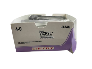 lot 67 image: Ethicon J434H 4-0 (1.5 Metric) 27 TF 13mm 12c Taper Coated Vicryl Undyed Braided - Ethalloy, Needle Alloy - Exp 425 Box Is At Least 75% Full