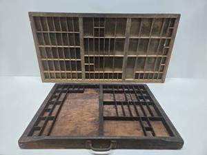 lot 52 image: 2 Antique Wooden Printers Trays 
