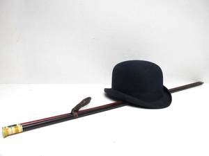 lot 20 image: Very Nice Vintage Bowler Hat & 2 Canes