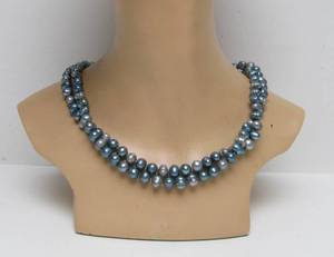 lot 22 image: Long Strand of Blue Freshwater Pearls Necklace - 40 Length