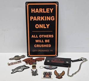 lot 112 image: Group of HARLEY DAVIDSON Items Including Parking Sign