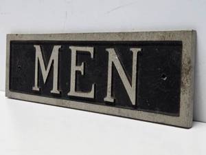 lot 122 image: Original Vintage 1930s era MEN Metal Bathroom Sign