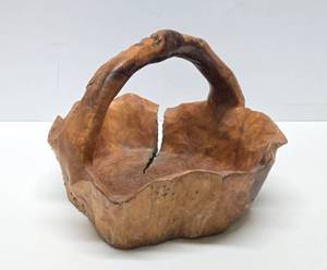 lot 187 image: Nicely Carved Burl Wood Basket