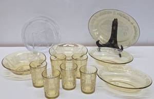 lot 190 image: Collection of Original Vintage Pale yellow etc Depression Glass