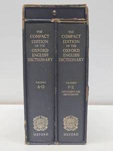 lot 196 image: Large Vintage Oxford Dictionary 2 Volume Box Set