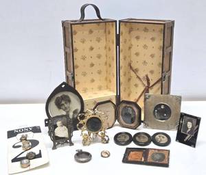 lot 202 image: Very Cool Estate Lot wEarly Photos Tintypes 19th Century Small Frames etc
