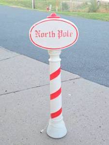 lot 253 image: Nice Vintage NORTH POLE Sign Christmas Blowmold 