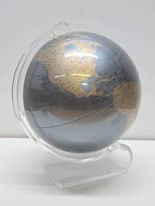 lot 211 image: Vintage Replogle Diamond Marquis 12 World Globe wGreat Looking LuciteAcrylic Stand