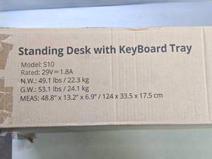 lot 97 image: Brand New in Box FEZIBO SitStandup Desk w Keyboard Tray - Rustic Brown 48x24