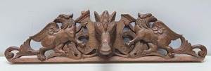 lot 53 image: Awesome Antique Oak Boars Head Architectural Door Header