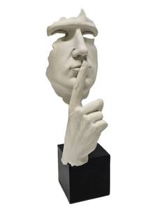 lot 13 image: Very Nice Abstract Floating Face Sculpture wHushing Hand