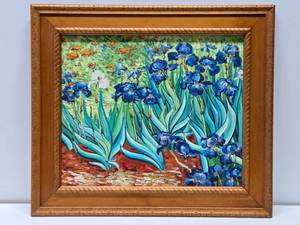 lot 17 image: Framed Signed Vintage Oil on Canvas after Van Goghs Irises