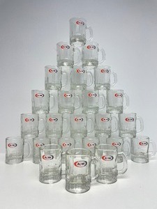 lot 261 image: Lot of 24 Vintage Smaller Size 3.5oz A&ampW Heavy Glass Root Beer Mugs