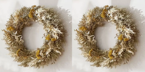 lot 207 image: LOT OF 2 Hearth & Hand 21 Preserved Spring Grass and Flower Wreaths - Hearth & Hand