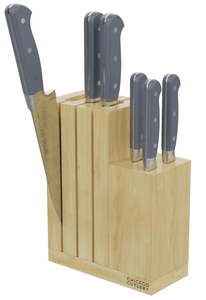 lot 214 image: Chicago Cutlery Halsted (7-PC) Steak Knives & Wooden Block Set, Ergonomic Handles and Sharp Stainless Steel Professional Chef Cutlery Set