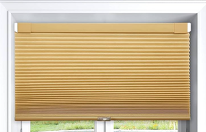 lot 249 image: LazBlinds Cordless Cellular Shades, No Tools No Drill Blackout Honeycomb Shades Pleated Blinds for Windows, 23 W x 64 H, Yellowish-Brown