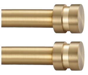 lot 251 image: Joodxoe 2 Pack Single Curtain Rods, 1Inch Diameter Telescoping Drapery Window Curtain Rod 48-84Inch(4-7ft) Rod Length, Warm Gold