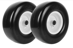 lot 259 image: AR-PRO (2 Pack) 13 x 5.00-6 Flat Free Tire and Wheel, Replacement Solid Lawn Mower Tires with Rim, 3 Centered Hub and 34 Extra 58 Bearings - Fit for Most Riding Mower, Garden Lawn Tractor