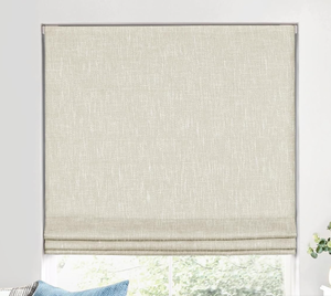 lot 407 image: UNISHADES No Tools No Drill Cordless Roman Shades for Indoor Windows 100% Blackout, for Window Size 48 W  64 H Beige
