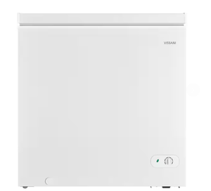 lot 53 image: Vissani 7.0 cu. ft. Manual Defrost Chest Freezer with LED Light in White Garage Ready (Transit Damage See Pictures)