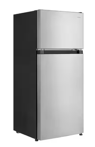 lot 56 image: Vissani 4.5 cu. ft. 2-Door Mini Refrigerator in Platinum Steel with Freezer (Transit Damage See Pictures)