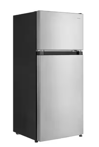 lot 61 image: Vissani 4.5 cu. ft. 2-Door Mini Refrigerator in Platinum Steel with Freezer (Transit Damage)