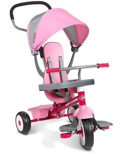 lot 71 image: Radio Flyer Toddler Tricycle Bike and Stroller with Adjustable Seat, for 1 to 5 Years Old, Pink - Compact and Lightweight Pram Trike for Toddlers