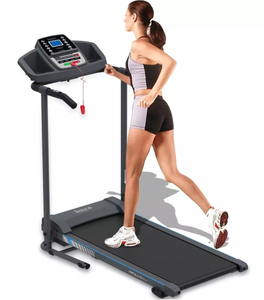 lot 435 image: SereneLife Folding Treadmill - Black Dimensions (Overall) 9.84 inches (H) x 25.98 inches (W) x 53.54 inches (D)  (Not Tested, Transit Damage, Missing Parts or Pieces)