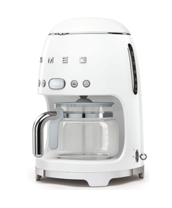 lot 76 image: Smeg Retro Style White Coffee Maker - DCF02WHUS