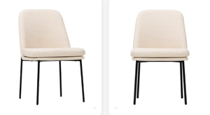 lot 80 image: COLAMY Modern Dining Chairs Set of 2, Fabric Upholstered Dining Room Chairs Dinner Chair Stylish Kitchen Chairs with Curved Back and Metal Legs, Beige 22.44 x 19.08 x 31.89 inches