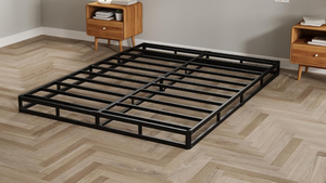 lot 443 image: AROMUSTIME Box Spring Full Size Bed 5 Inch Low Profile Black Heavy Duty Metal Mattress FoundationEasy AssemblyNon-SlipNoise Free  (Maybe Missing Hardware)