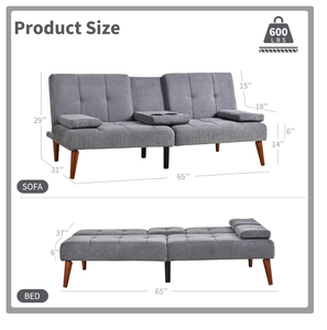 lot 453 image: COLAMY Convertible Fabric Futon Sofa Bed with Adjustable Backrest, Grey (Minor Transit Damage)