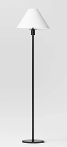 lot 460 image: Threshold 60x15 - Stick Floor Lamp with Fabric Shade, Black - Threshold