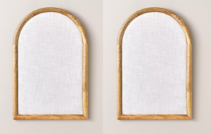 lot 466 image: LOT OF 2 Hearth & Hand with Magnolia Arched 16x24 Wood Framed Fabric Bulletin Board - Hearth & Hand with Magnolia