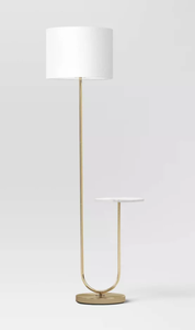 lot 457 image: Threshold 60x20.5 Floor Lamp with Marble Table - Threshold Modern Standing Lamp with Polyester Shade