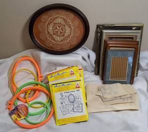 lot 17 image: Embroidery Lot -Embroidery Hoop & Frames, Patterns & Picture Frames