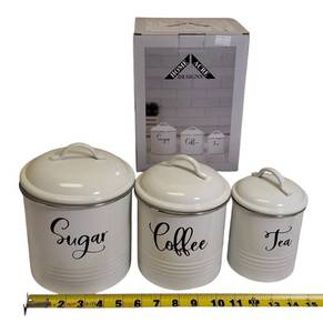lot 40 image: Rustic  Inspired Metal Kitchen Canisters