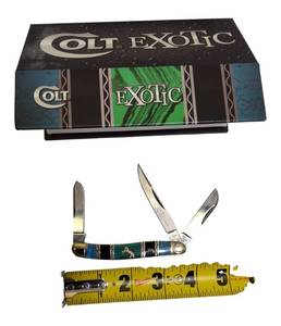 lot 47 image: COLT   Exotic Series Stockman Folding Knife displayed in Collectors box