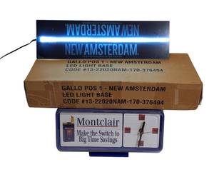 lot 56 image: Vintage Collectable  Montclair Battery Clock &  (2) New Amsterdam Light Base