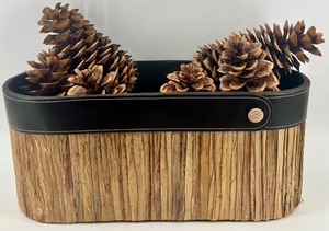 lot 24 image: Decorative Bark Box with Leather Strap & Coulter Pine Cones