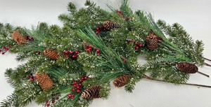 lot 56 image: Set of 6 Large Pine Sprays with Cones & Red Berries #1